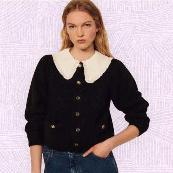 Sandro Cardigan Black Button Sweater - Picture 1 of 16